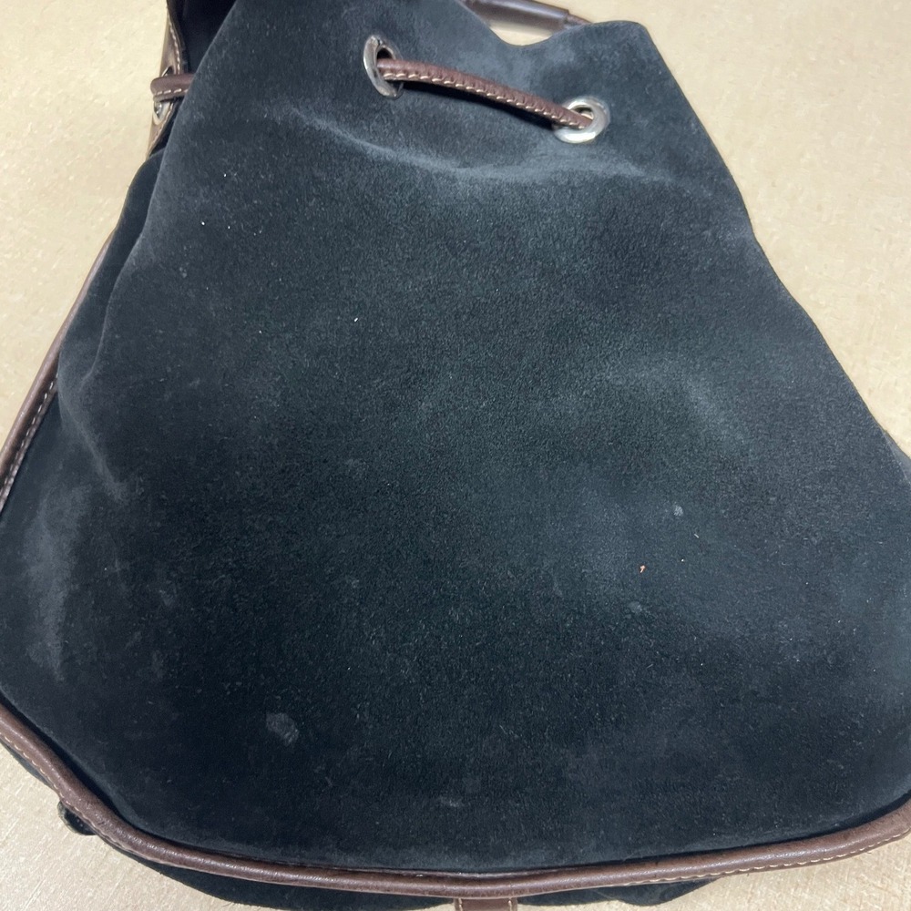 Dooney & Bourke Black Suede Leather Trim Drawstring Bucket Shoulder Bag Vintage - Picture 5 of 14